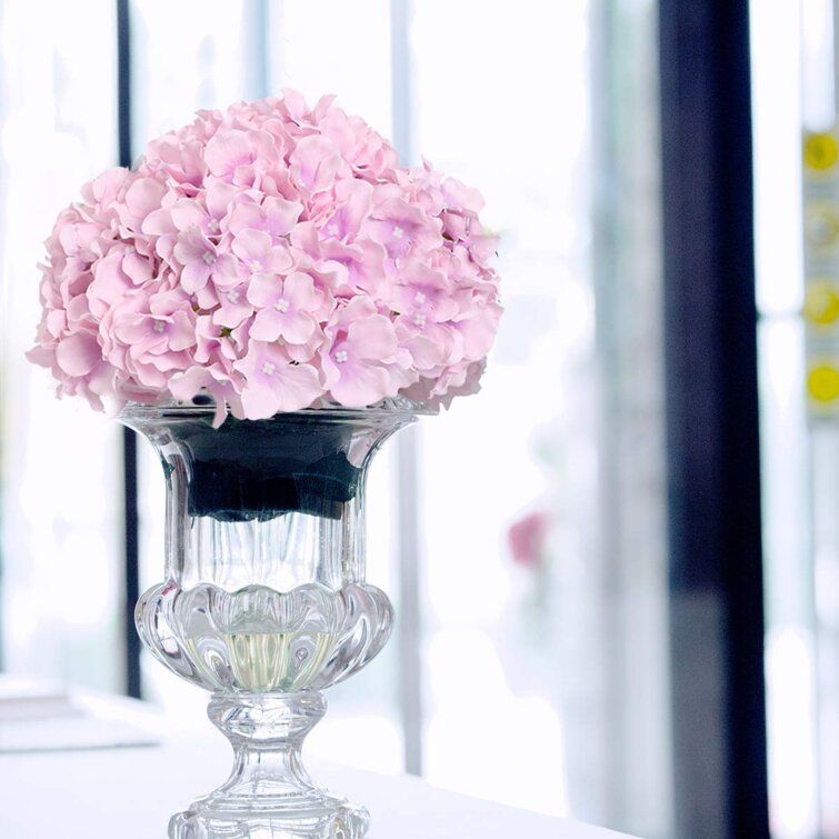 White,Pink with Vase Set 2 Pieces Artificial Hydrangea Flowers Set,Artificial Flowers with Vase Fake Hydrangea Flowers Decor Small Flower Arrangements for Wedding Decoration Table Centerpieces 