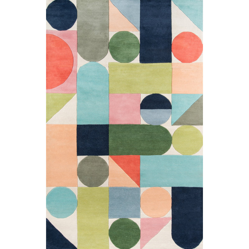 Novogratz Geometric Handmade Tufted Wool Blue Green Orange Area Rug Reviews Wayfair