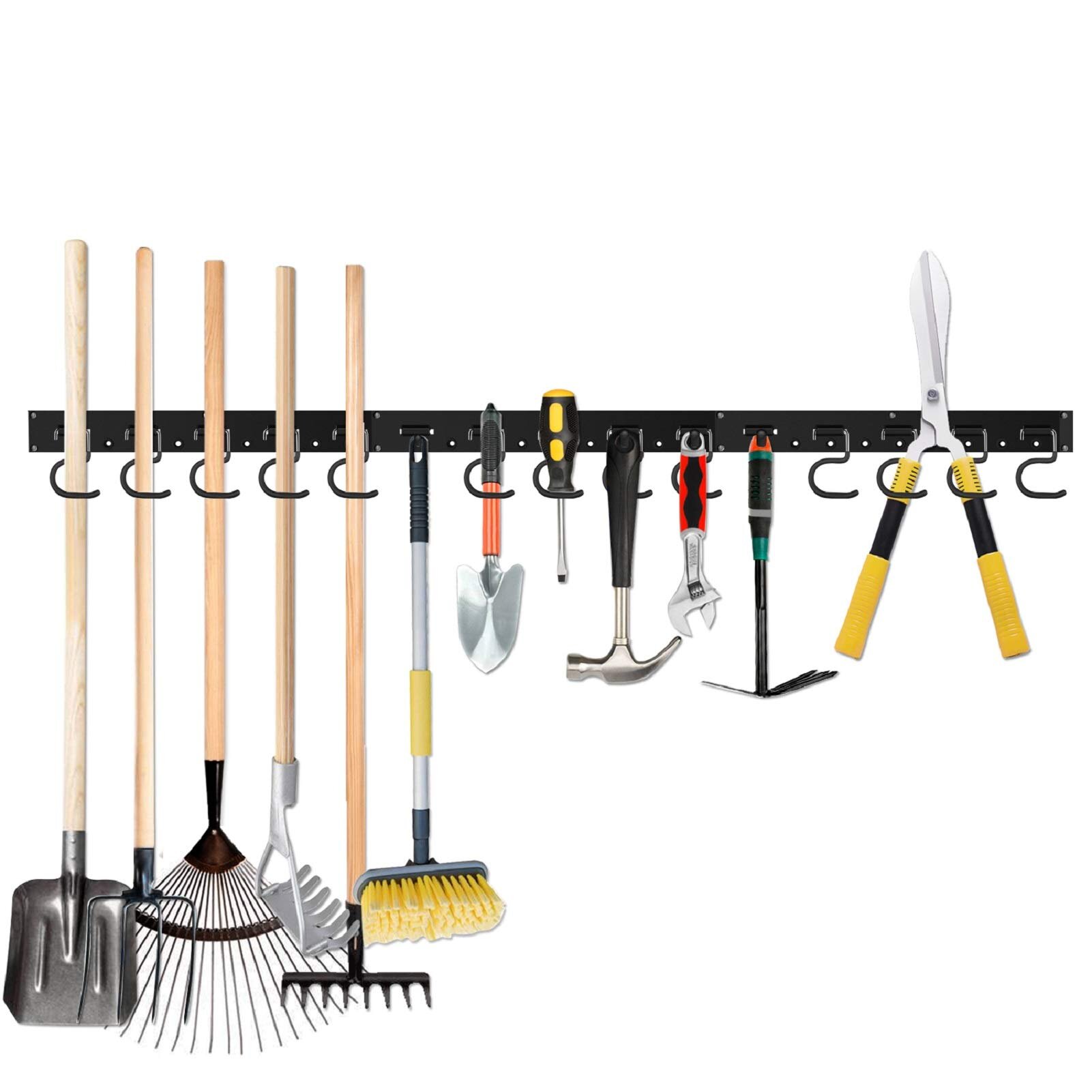 ABS Plastic Mop Broom Rakes Garage Tool Holder Wall Rack Cupboard Organiser
