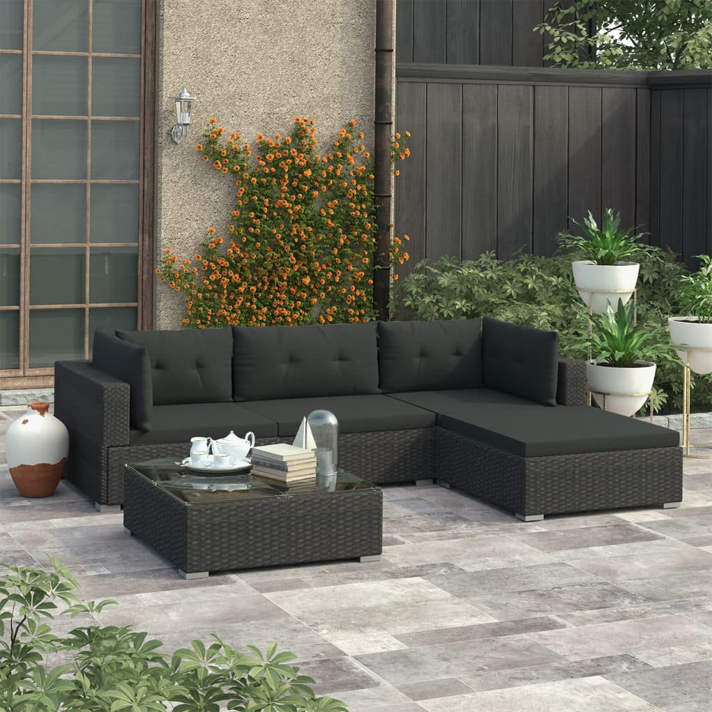 Orren Ellis Pittsburg Garden Lounge 5 Piece Rattan Sectional Garden Lounge 5 Piece Rattan Sectional