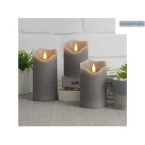 Real Wax Glass Shell Flickering Moving Flame Faux Wickless Pillar Candles Battery Operated with Remote and Timer 4” 5” 6 ” Set of 3 YINUO LIGHT Flameless Candles 