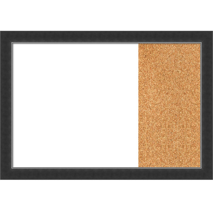 Gracie Oaks Framed Multi Functional Dry Erase And Cork Hooks Combo