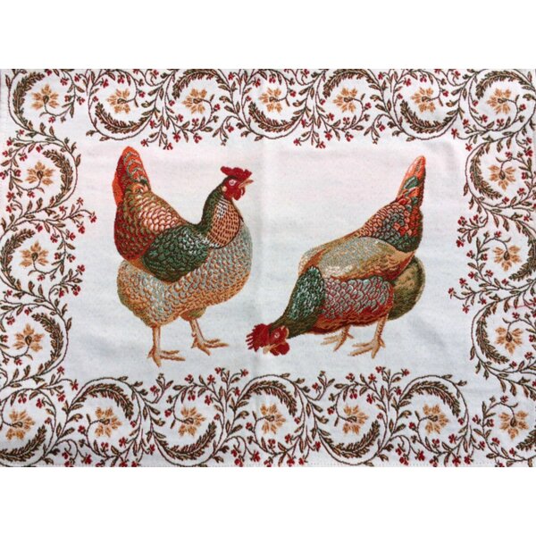 Placemats And Napkins Lot of 4 Each Rooster Brown 100% Cotton India New 