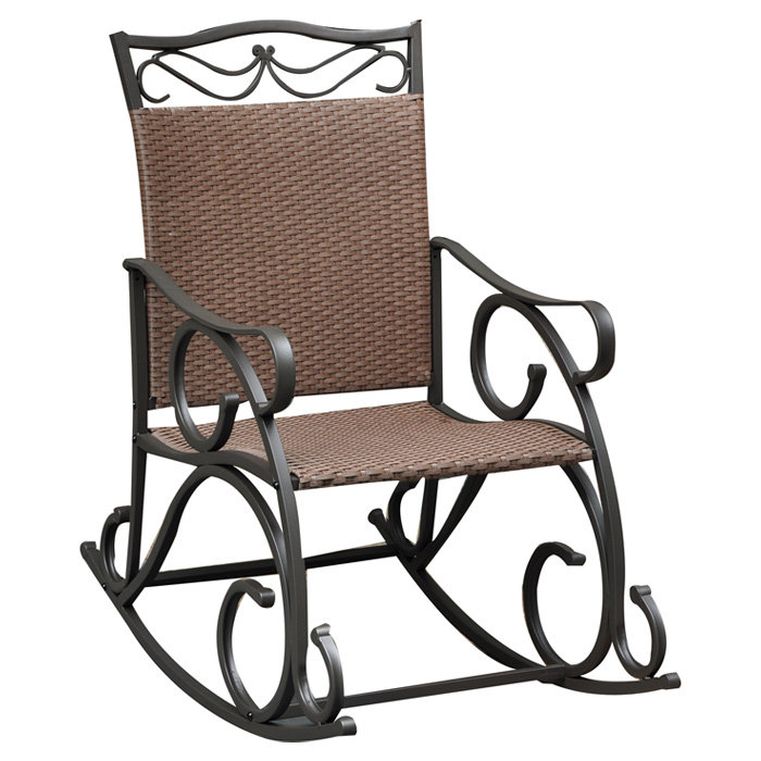 Fleur De Lis Living Nome Wicker Resin Steel Patio Rocking Chair Fleur De Lis Living Nome Wicker Resin