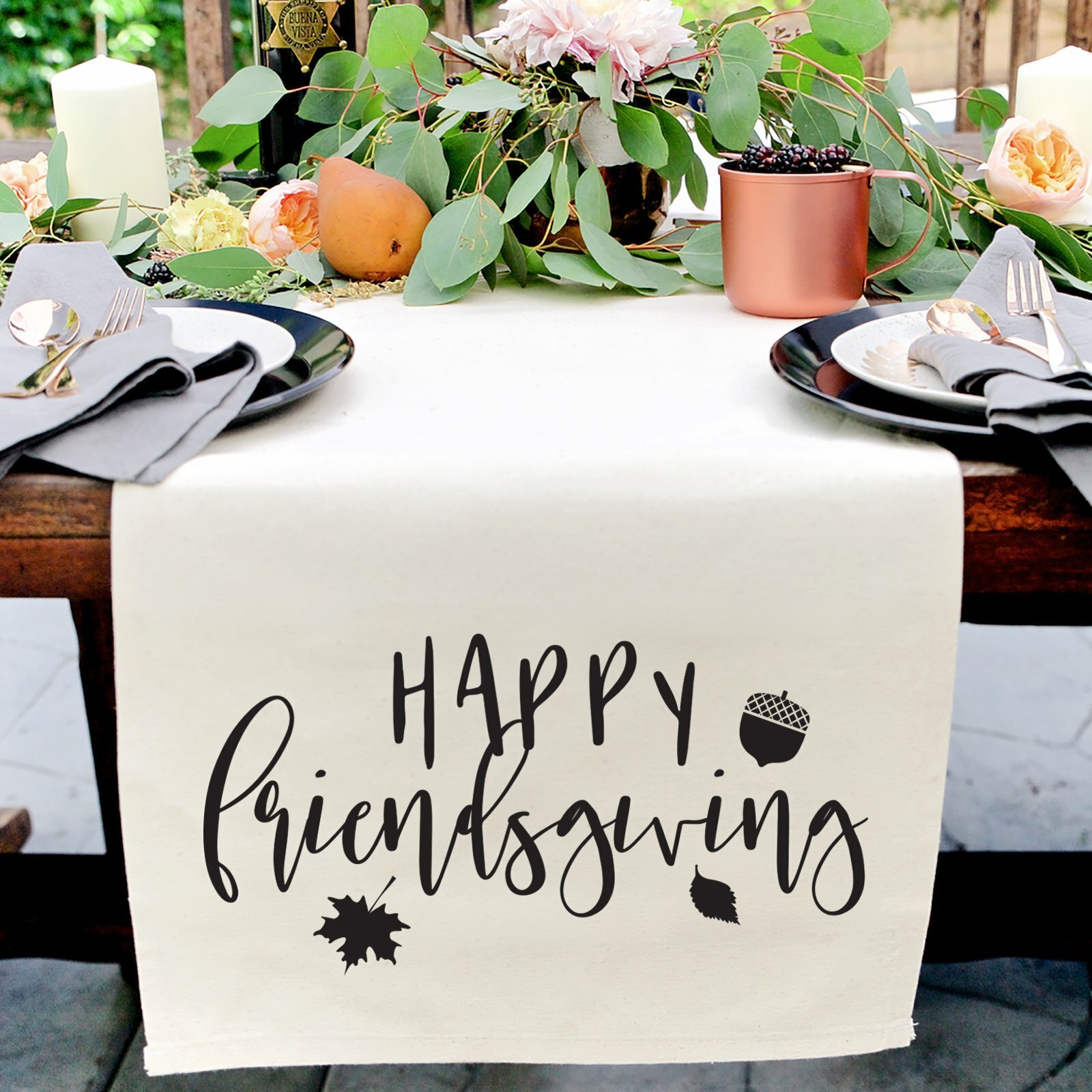 The Holiday Aisle Schatz Happy Friendsgiving Fall Table Runner