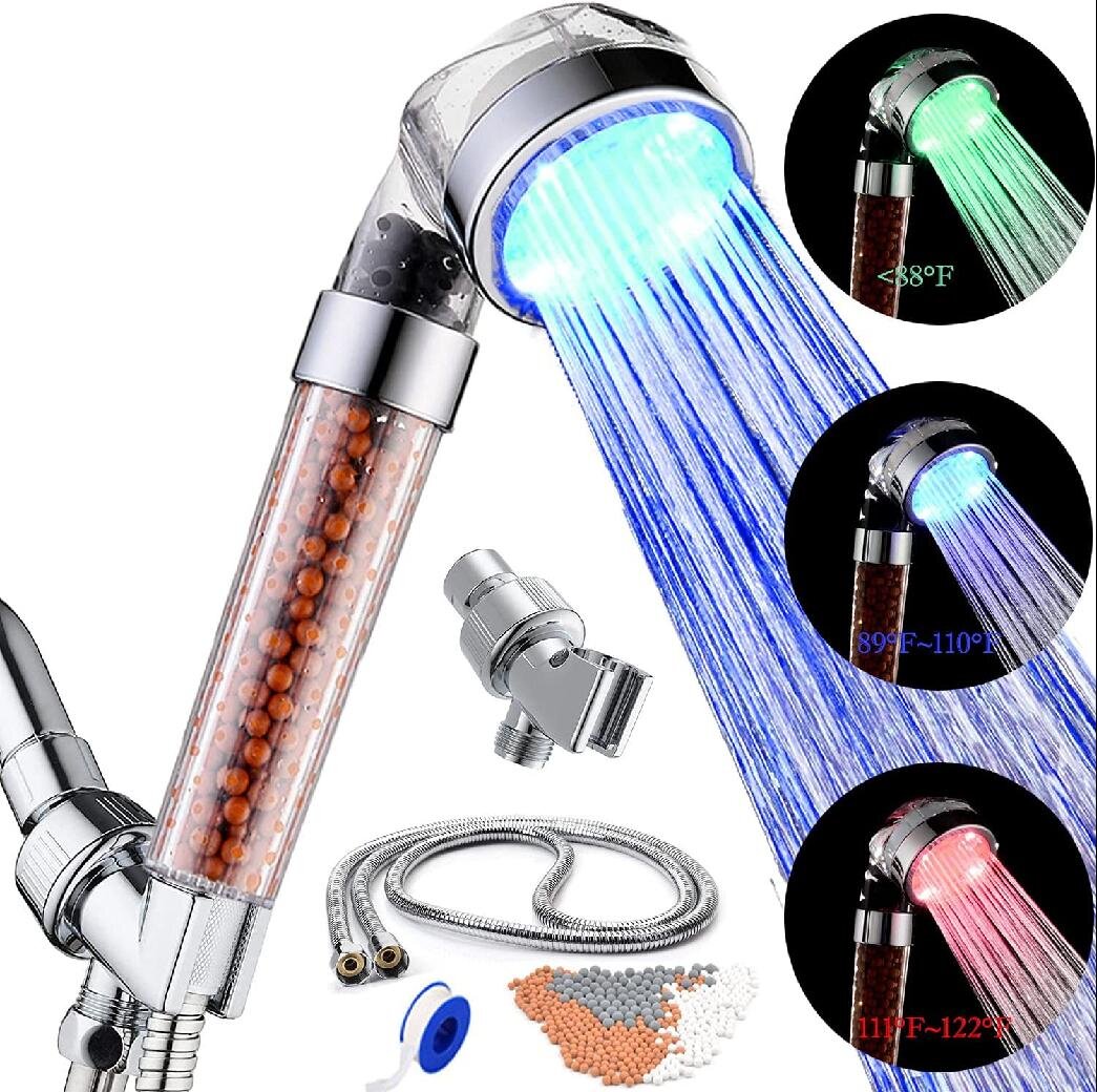 High Pressure Boosting 6 Function Showerhead For Low Flow Showers With Water Filter To Remove Chlorine & Hard Minerals Brushed Nickel Luxury Shower Head And Filter 2.5 GPM 