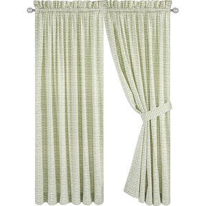 Breckan Plaid & Check Semi-Sheer Rod Pocket Curtain Panels (Set of 2)
