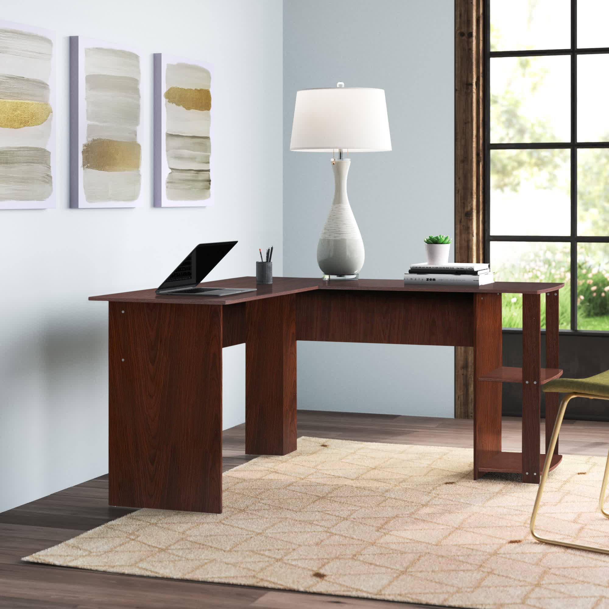 Ivy Bronx L-Shaped Computer Desk With 2Layer Shelves - Wayfair Canada