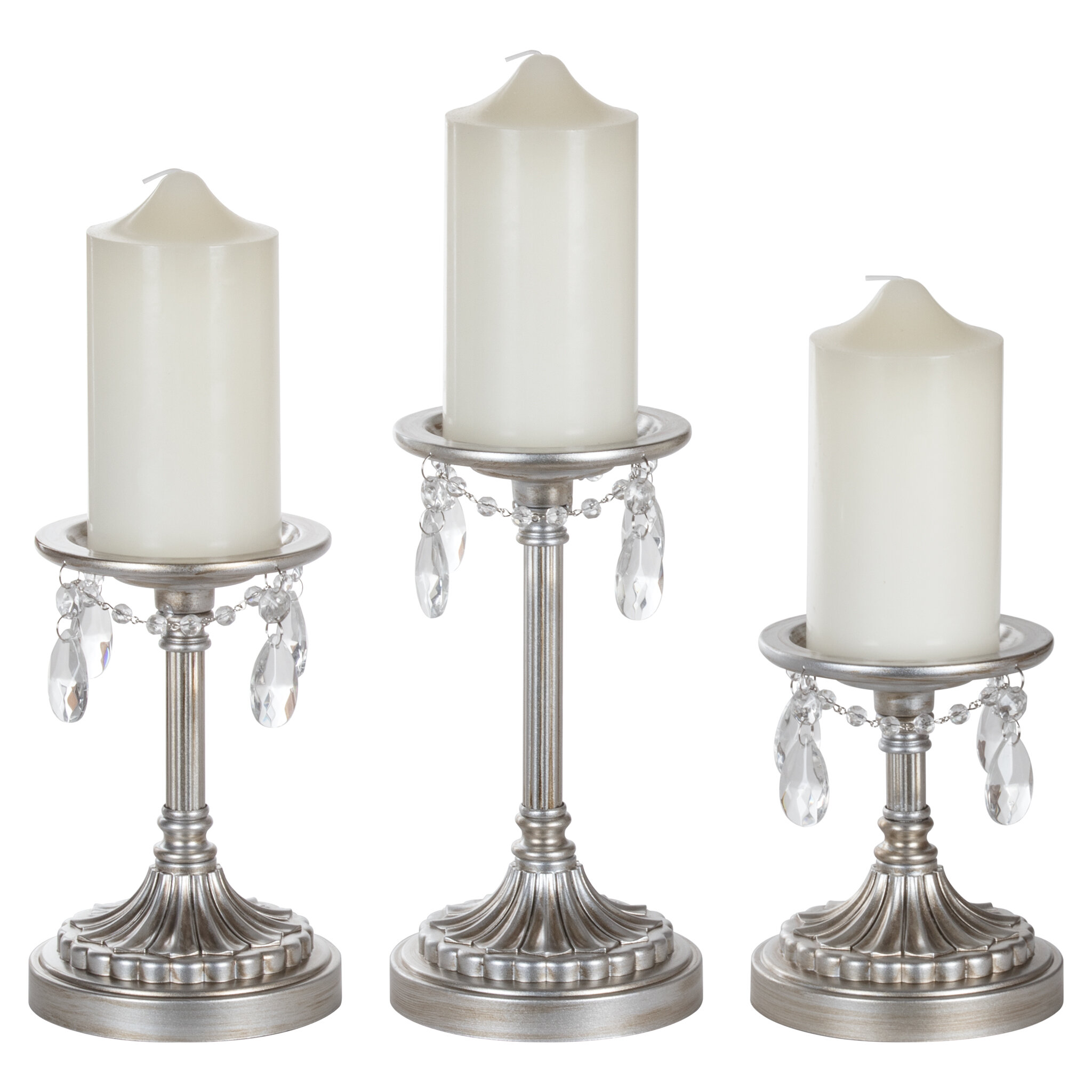 Home Garden 2 White Crystal Clear Prism Hurricane Pedestal Pillar Chandelier Candle Holder Candles