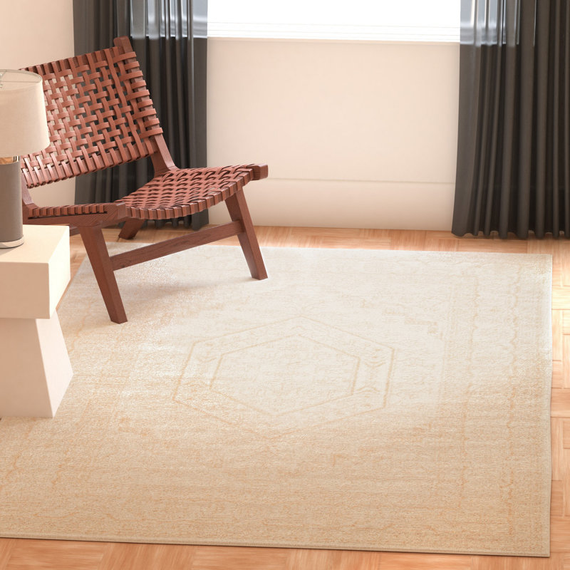Wadlington Oriental Ivory/Beige Area Rug Rug Size: Rectangle 8' x 10'