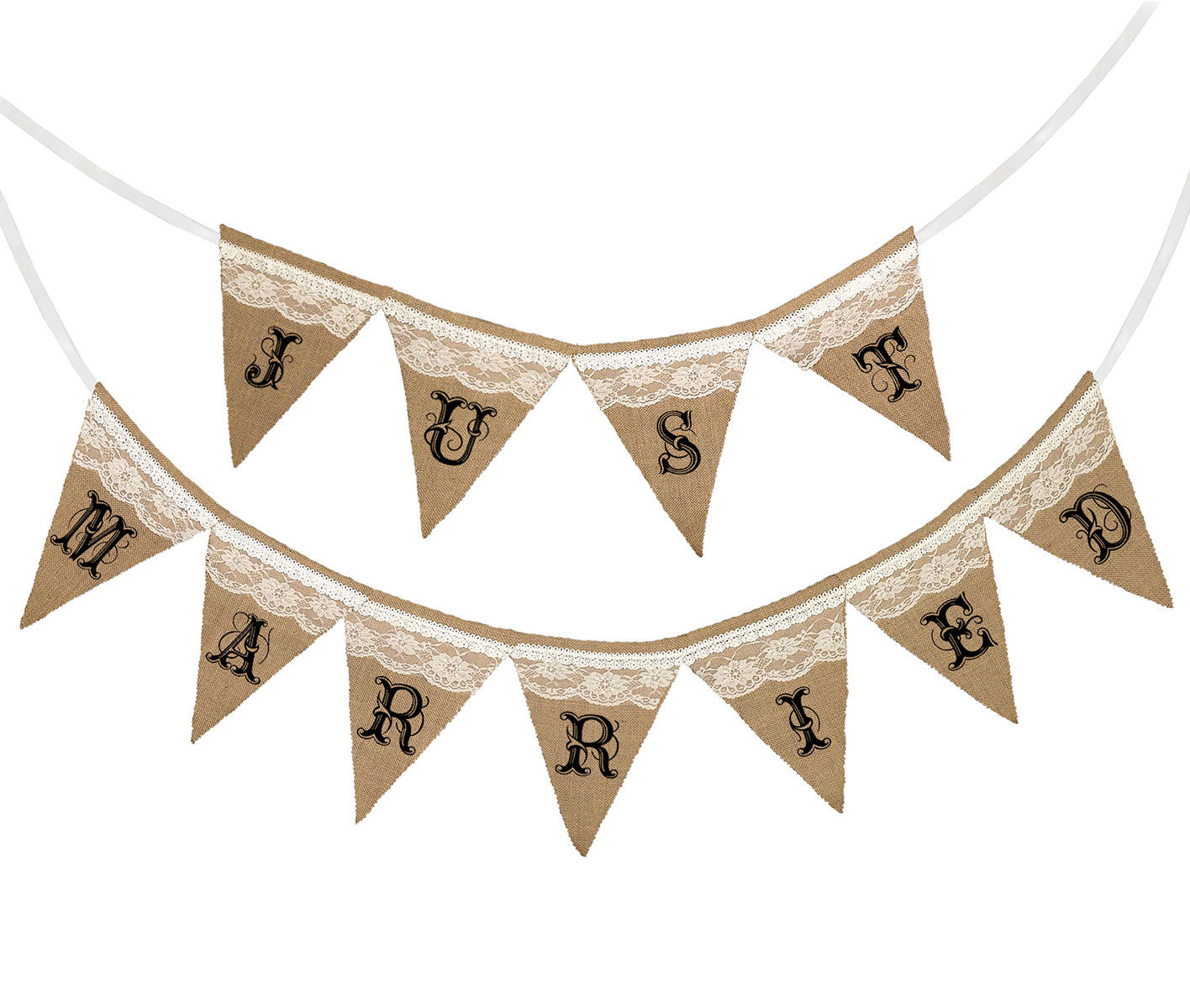 Just Married Rustic Burlap Banner \u0026 