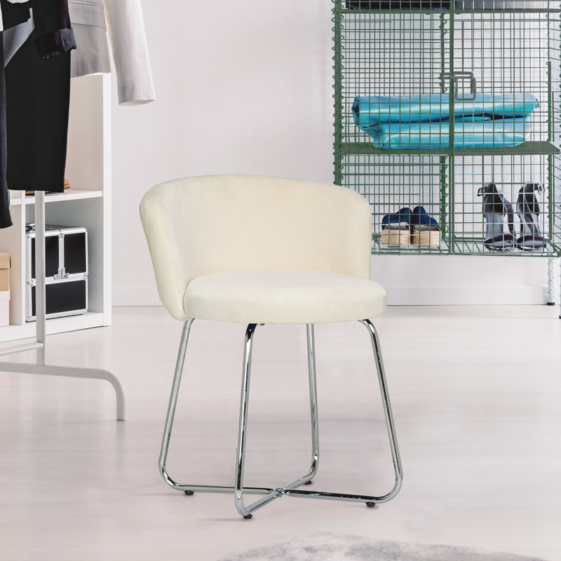 Kylen Steel Vanity Stool Seat Color: Off White