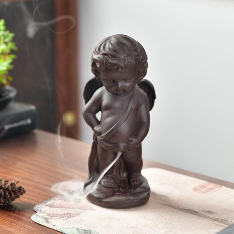 Creative Ceramics Pee Boy Smoke Backflow Incense Burner Ornament for Home 