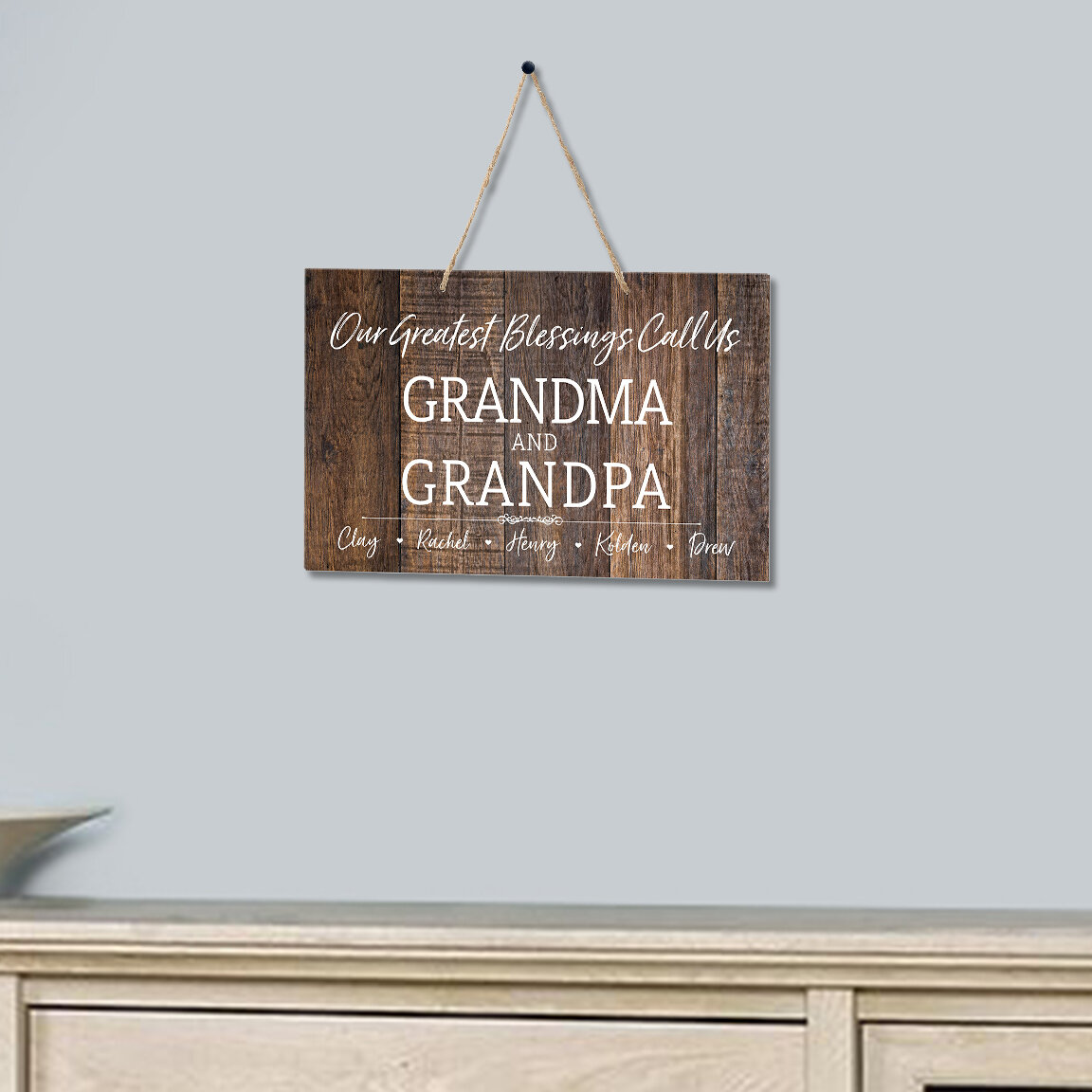 LifeSong Milestones Gifts for Grandparents Double 4” x 6” Photo Frame Family Wall Decor with Grandchildren’s Names for Home 8” x 16” Ivory Gigi Grandchildren 