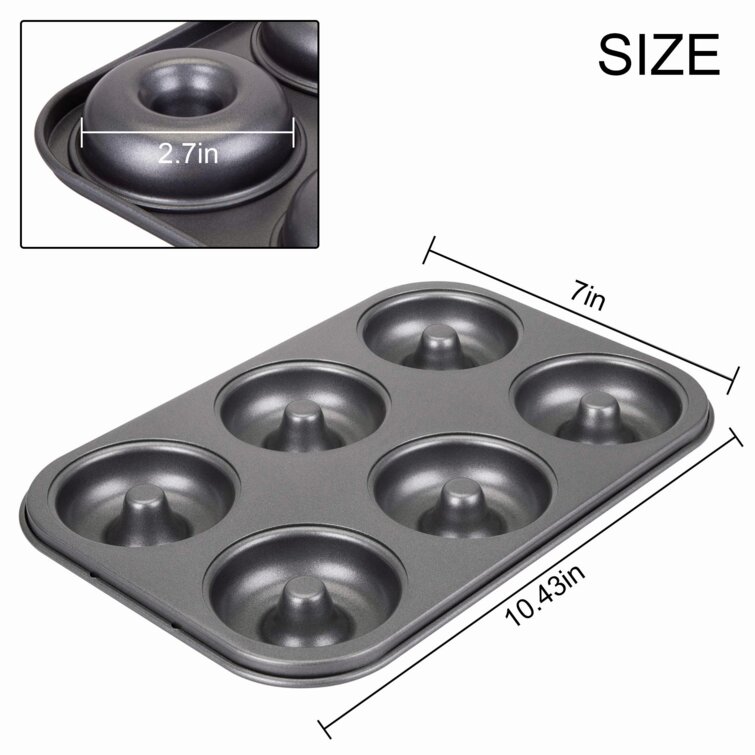 Donut Pan for Baking Set of 2 Non-Stick 6-Cavity Donut Pans Free Carbon Steel Cake Baking Pan