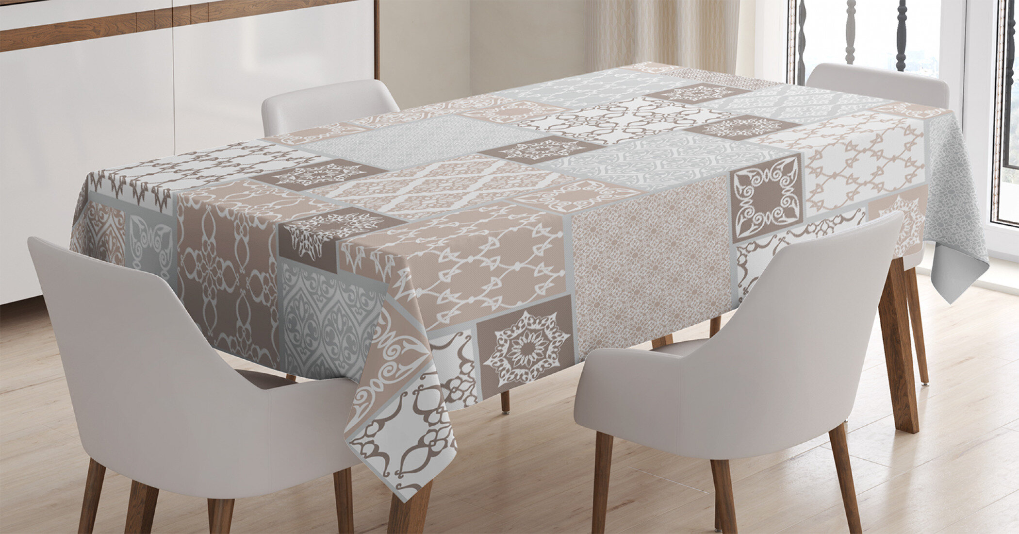 East Urban Home Ambesonne Orient Tablecloth Oriental Motif Pastel Patchwork Pattern With Filigree Ornaments Illustration Rectangular Table Cover For Dining Room Kitchen Decor 52 X 70 White Beige Grey Wayfair