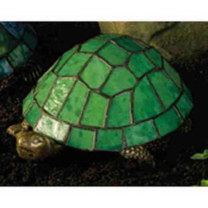 Turtle Tiffany Glass Accent Table Lamp with Green Stained Glass Shade