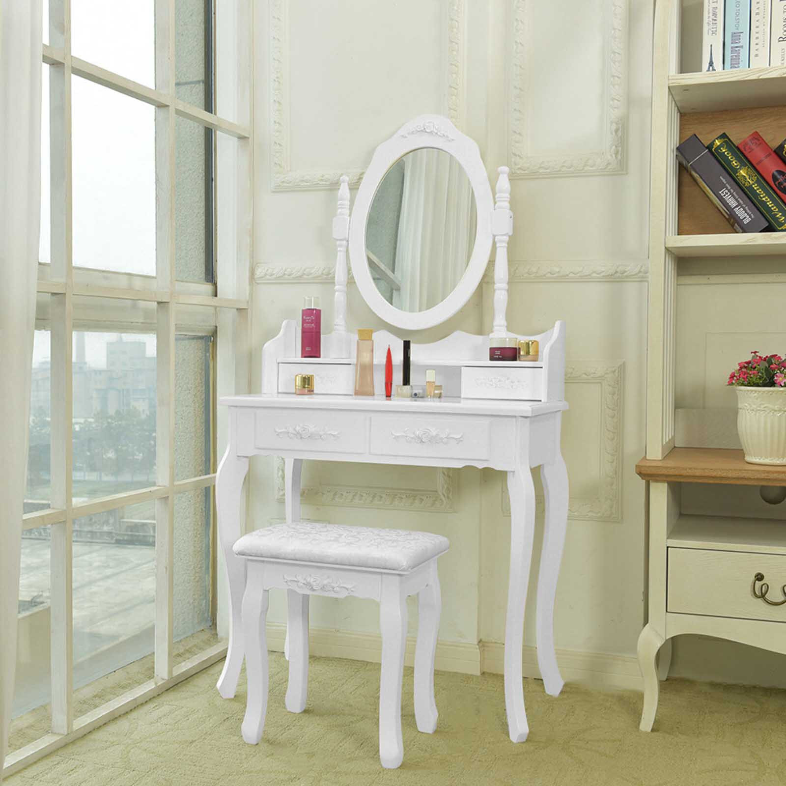 House Of Hampton Nashville Vanity Set With Stool And Mirror Wayfair