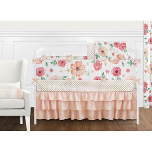 cheatwood elephant baby girl nursery 6 piece crib bedding set