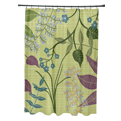 Alcott Hill Orchard Lane Polyester Botanical Floral Single Shower Curtain  Color: Green