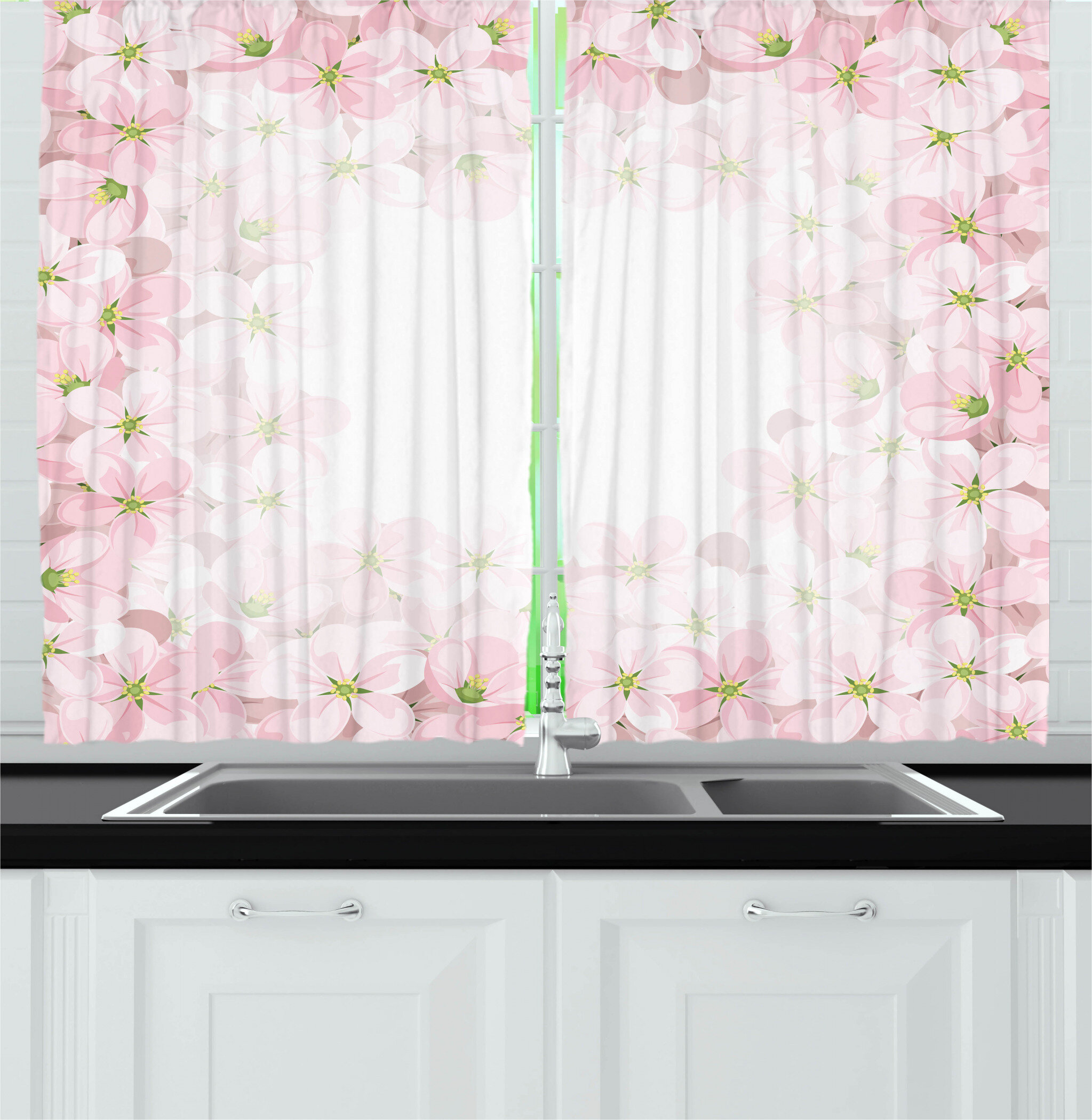 East Urban Home Floral 2 Piece Kitchen Curtain Wayfair