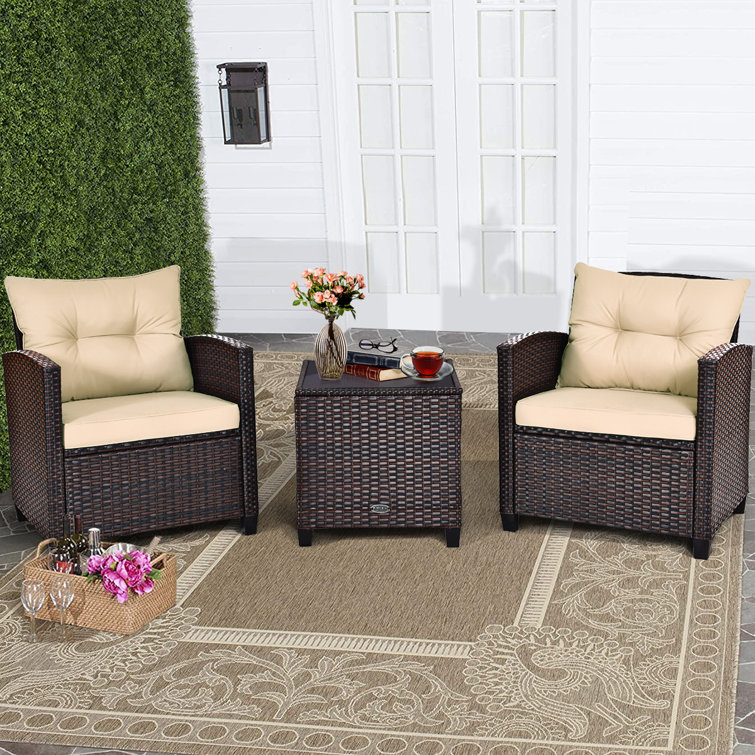 Wicker/Rattan 2 - Person Seating Group with Cushions