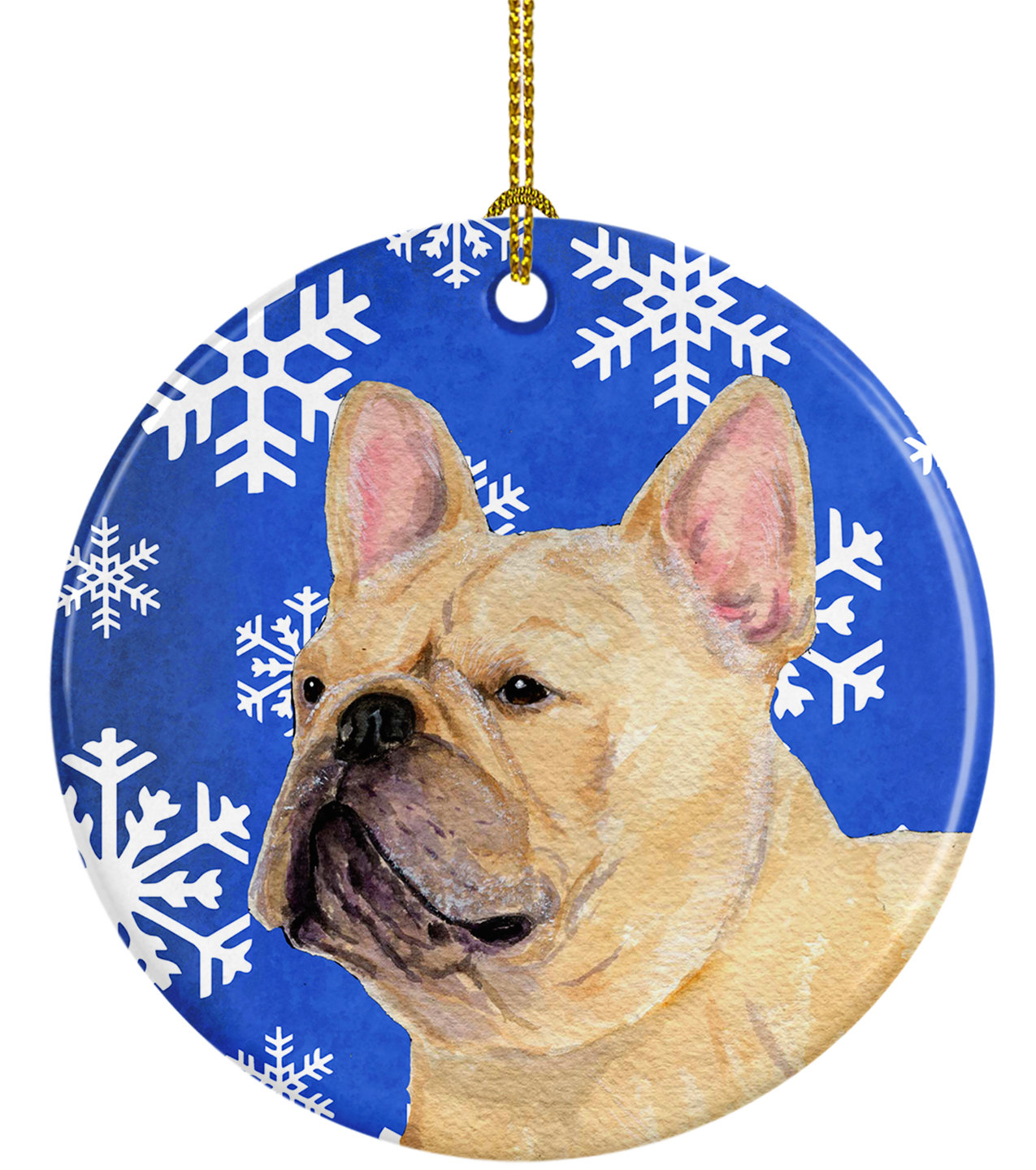 The Holiday Aisle French Bulldog Winter Snowflakes Holiday Christmas Ceramic Hanging Figurine Ornament Wayfair