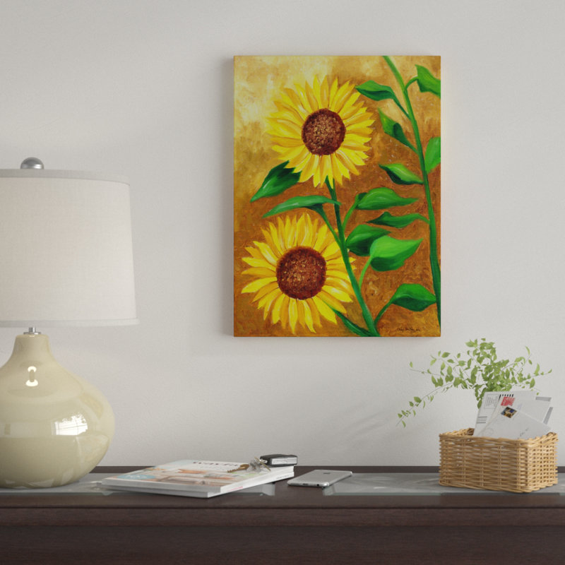 Winston Porter Sunflower On Orange Acrylic Painting Print On