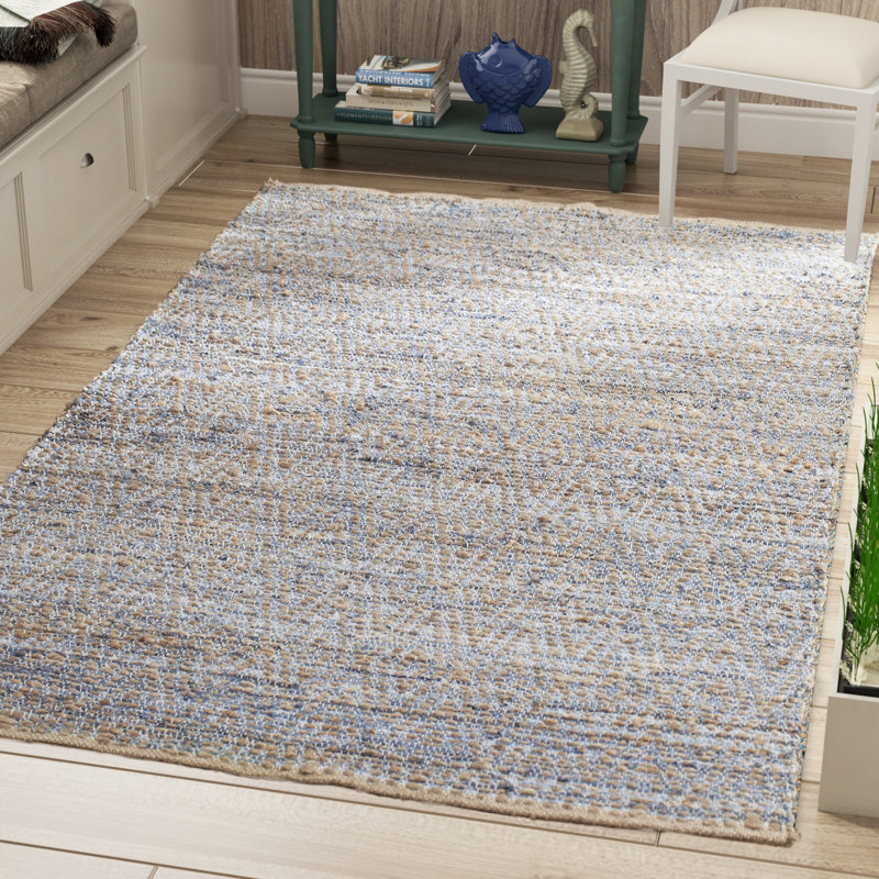 Arria Hand Woven Natural Blue Jute Area Rug Reviews Birch Lane Arria Hand Woven Natural Blue Jute Area Rug