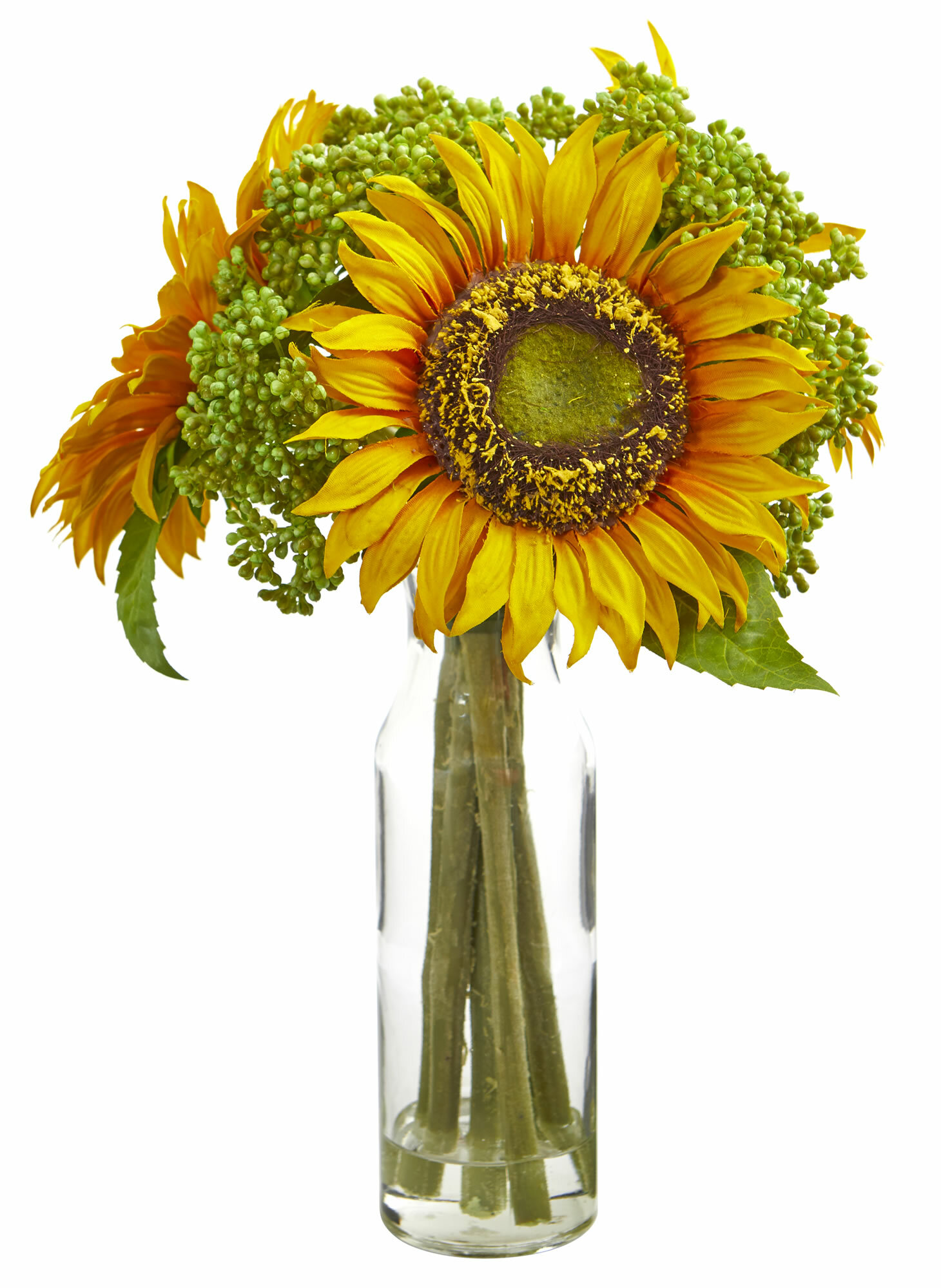 artificial sunflowers in vase