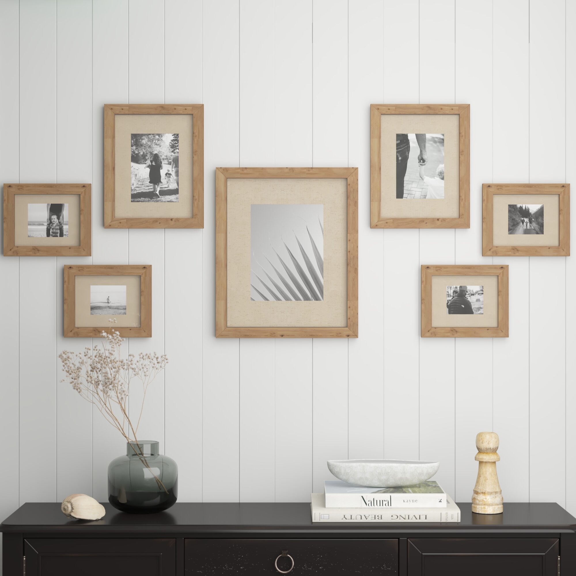Natural Wood Single Double Triple Photo Picture Frames Shabby Chic Home Decor 