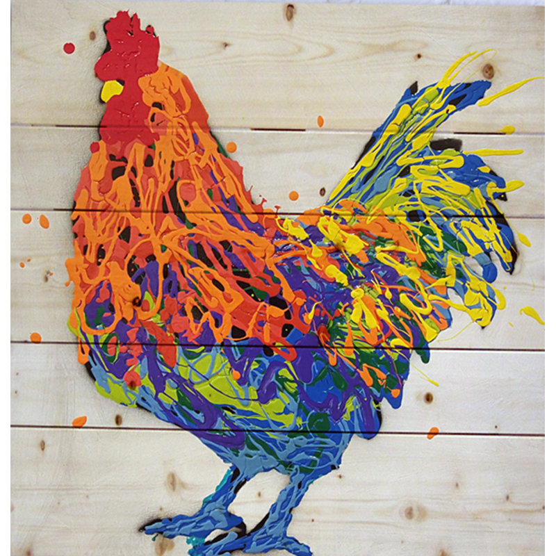 August Grove Oliver The Rooster Acrylic Painting Print On Wood