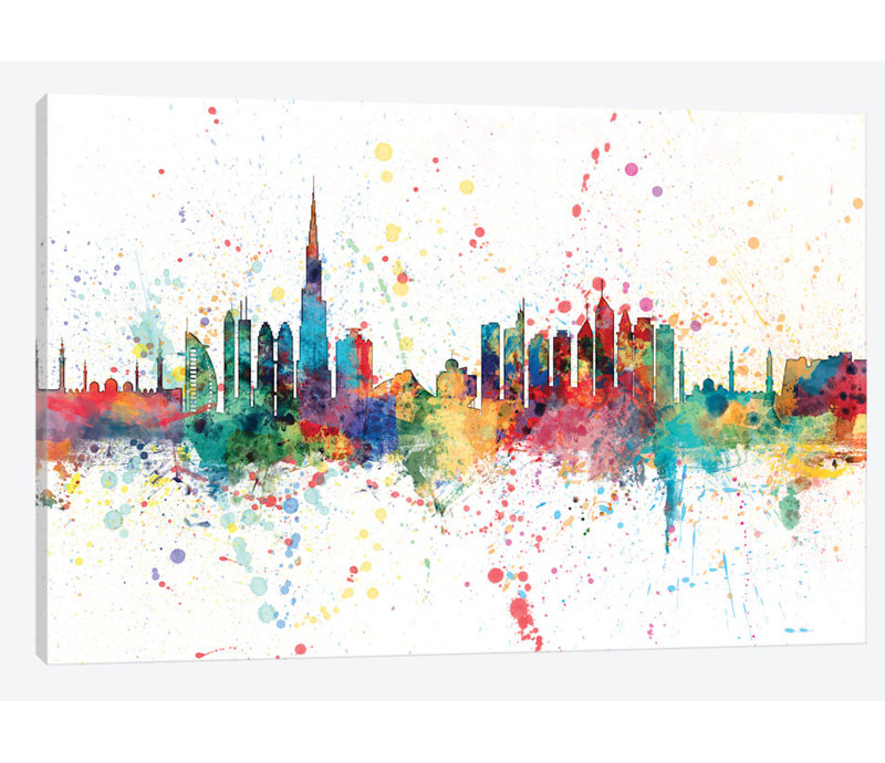 East Urban Home Rainbow Splash Skyline Series Dubai Uae Painting