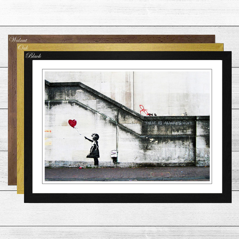 East Urban Home Girl With Balloon Graffiti By Banksy Framed