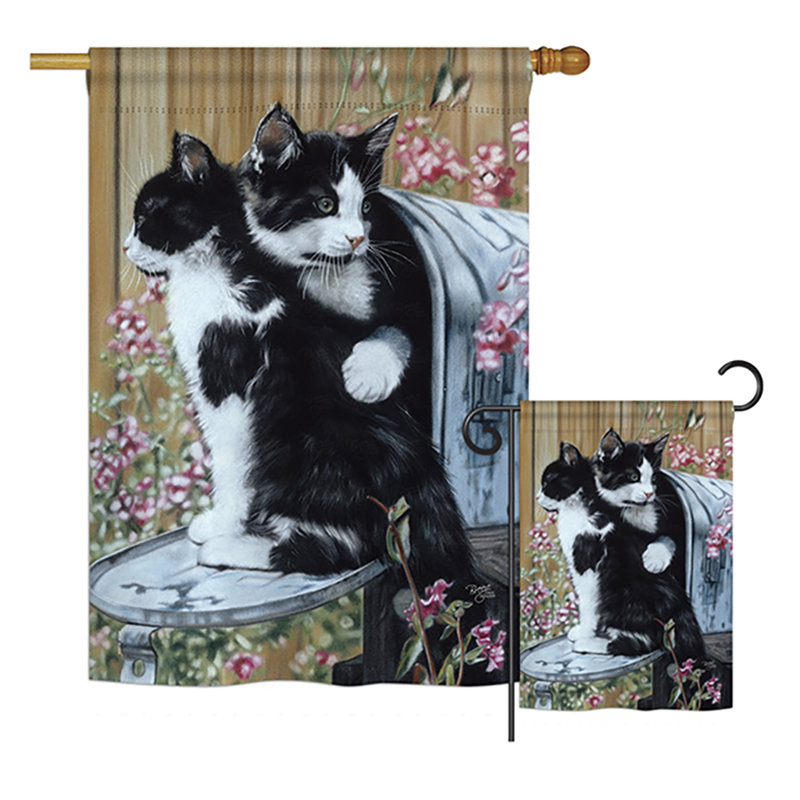 Breeze Decor Tuxedo Cat Nature Pets 2 Sided Polyester 40 X 28 In