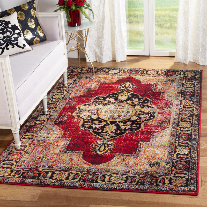 Bloomsbury Market Fitzpatrick Loom Red Golden Black Rug Bloomsbury Market Fitzpatrick