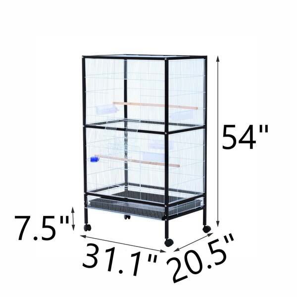 Fernwood 53.75'' Flat Top Flight Cage with Wheels