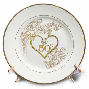 East Urban Home 50th Wedding Anniversary In Faux Glitter Heart
