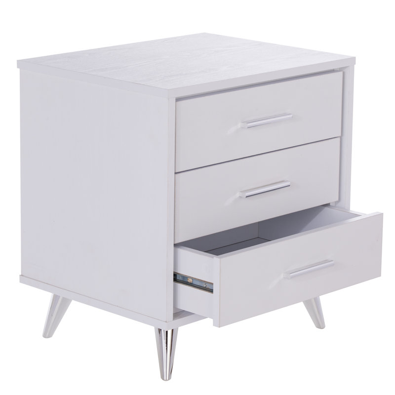 Metro Lane Blouin 3 Drawer Bedside Table Reviews Wayfair Co Uk