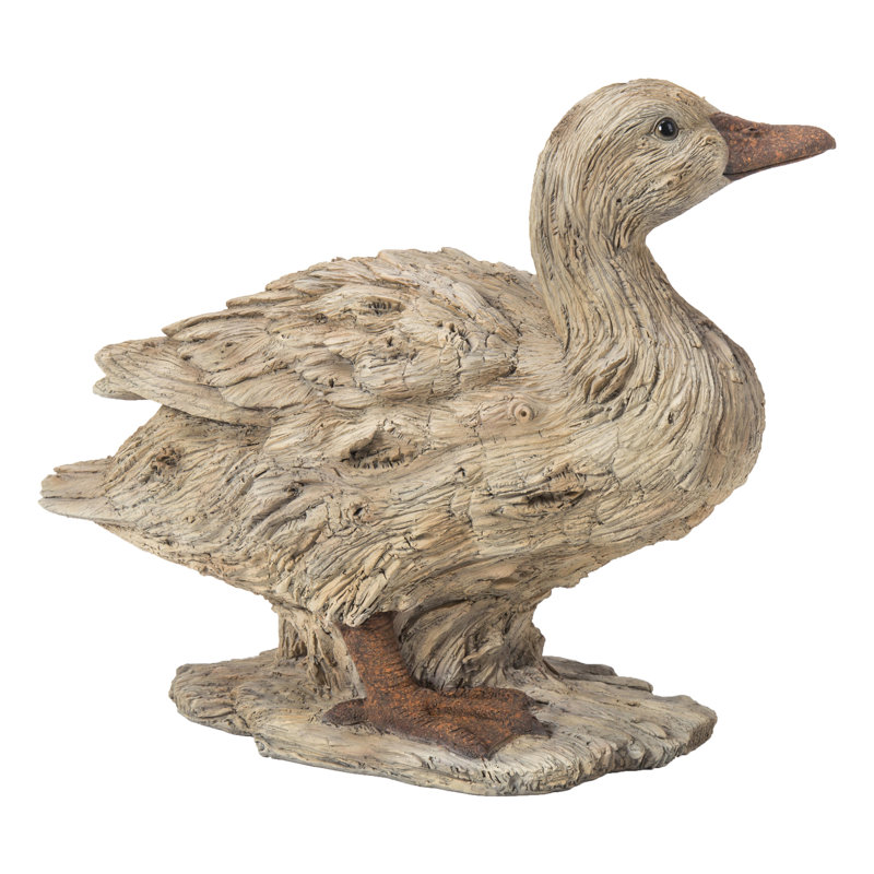 Garden New Life Like Figurine Statue Home Baby Duck Driftwood Look Figurine