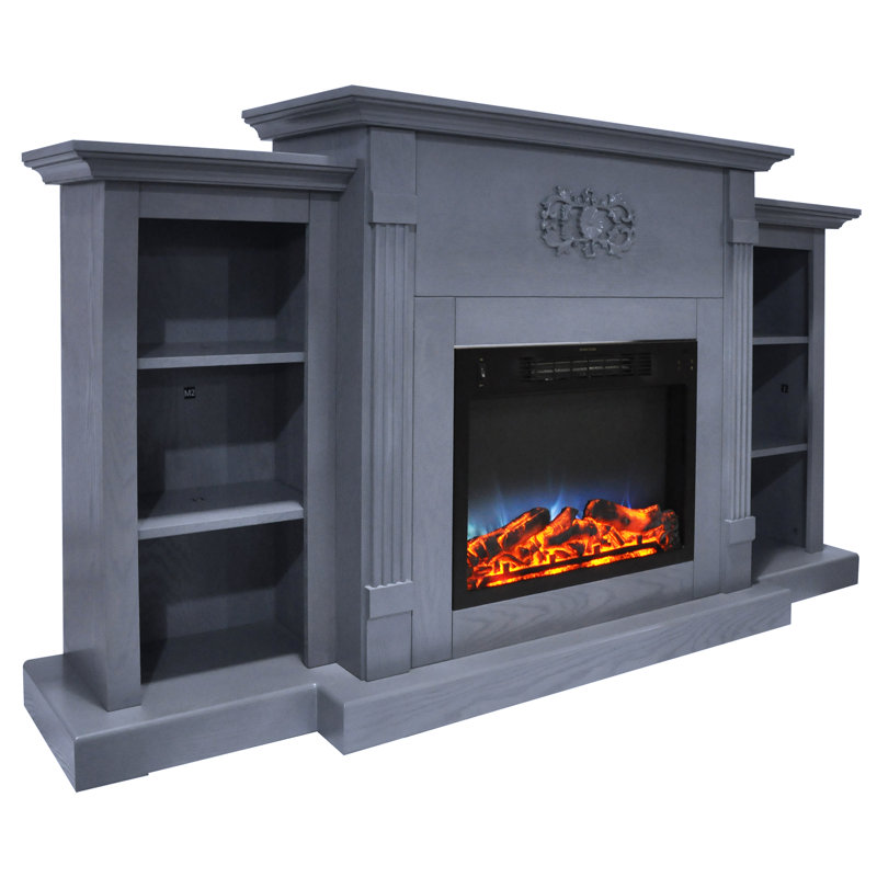 Latitude Run Sorrento Electric Fireplace With Multi Colour Led Insert And 47 In Entertainment Stand In Slate Blue Wayfair Ca