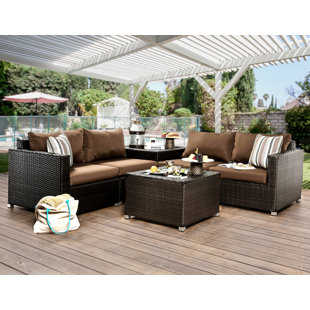 Outdoor Deep Seating Sectional Wayfair Edine Deep Seating Group With Cushions