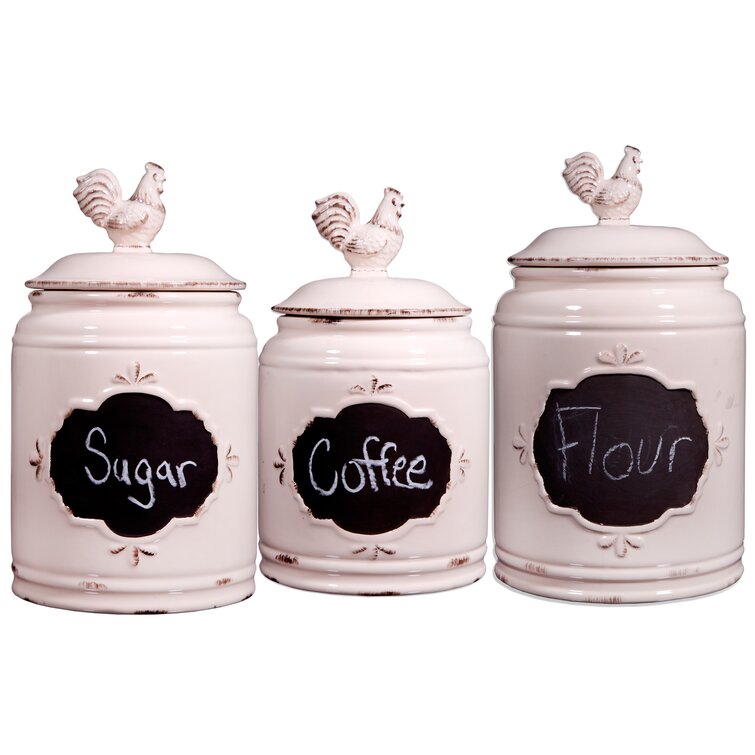 Sugar 3-Piece Coffee and Tea Storage Container Jars ... Kitchen Canister Set 