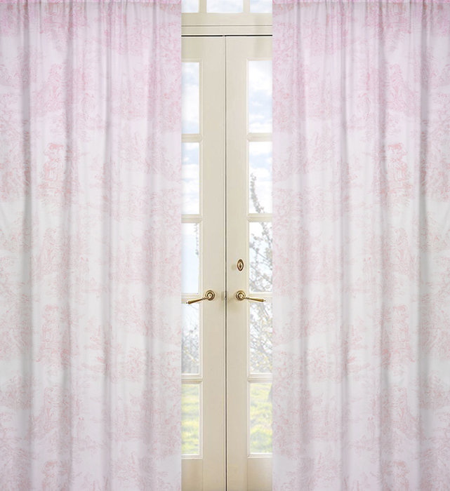 Sweet Jojo Designs Pink Toile Semi Sheer Rod Pocket Curtain Panel