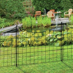 5 Panels Metal Garden Fence Gate Powder Coated Rustproof Outdoor Lawn Stake Edge 