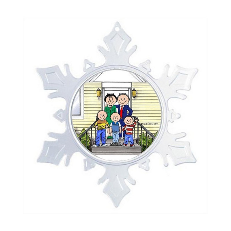 The Holiday Aisle Personalized Friendly Folks Cartoon Snowflake Family Home Couple Three Boys Christmas Holiday Shaped Ornament Wayfair