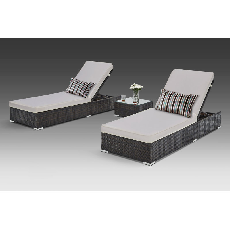 Brayden Studio Putney Sun Lounger Set With Cushions And Table Reviews Wayfair