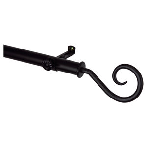 Modern Curl Single Curtain Rod and Hardware Set