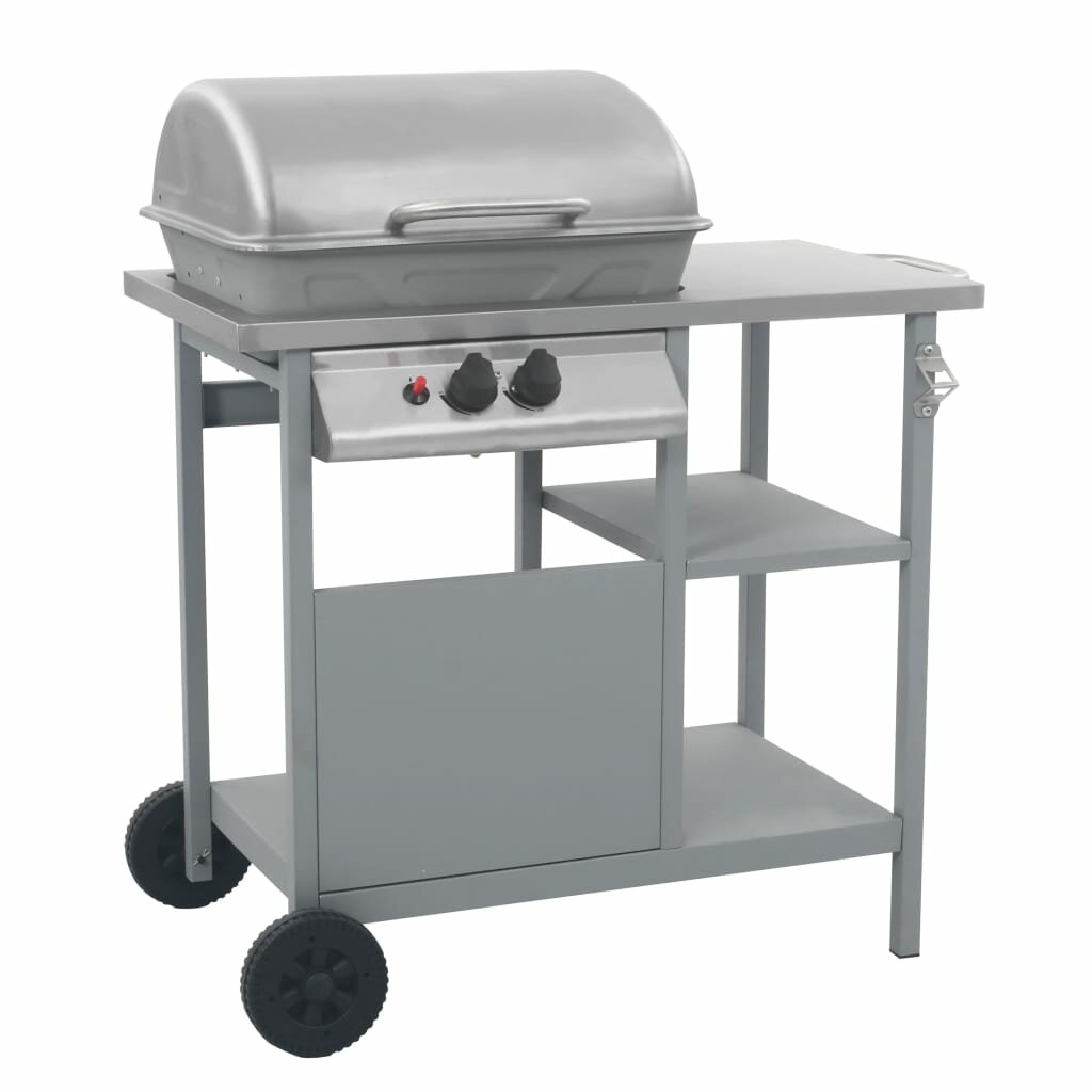 Symple Stuff Mullenax Gas Barbecue Grill With 3 Layer Side Table Black And Silver Wayfair Co Uk