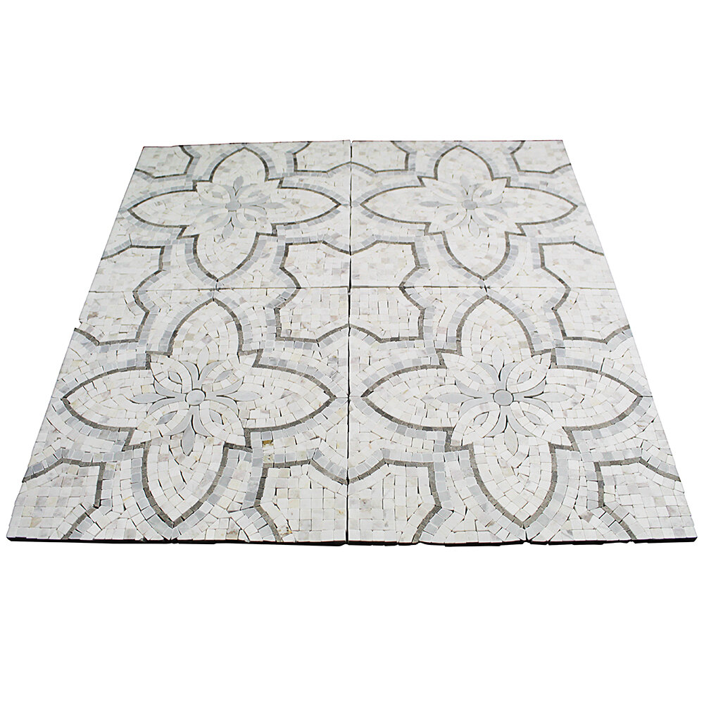 Ivy Hill Tile Garden Random Sized Marble Mosaic Tile In White Gray Reviews Wayfair